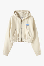 Women’s Vintage-Wash Cropped Zip-Up Hoodie