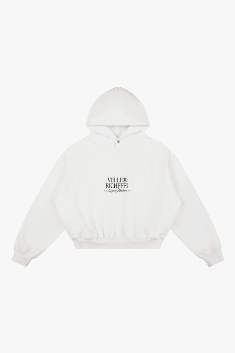 sudadera con capucha blanca con arte "Create your own sunshine" en purpurina negra