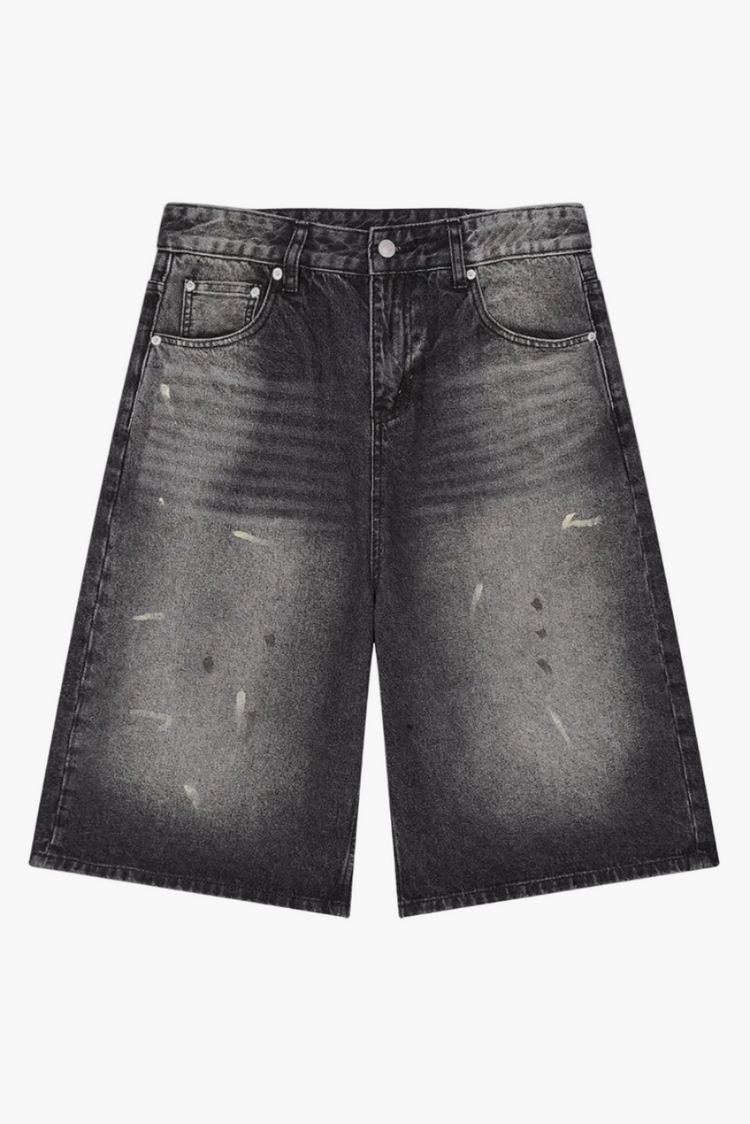 Men’s Wide-Leg Jeans Shorts with Vintage Wash