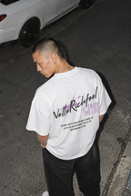 boxy-fit t-shirt unissexo com arte "ENJOY LIFE" lilas