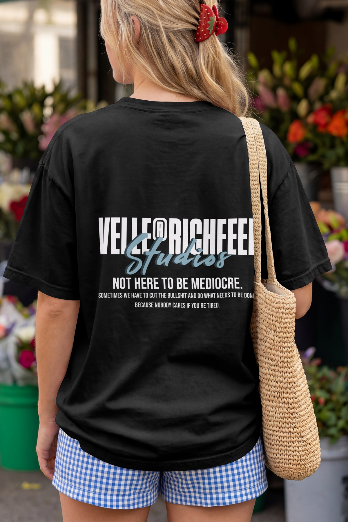 T-shirt boxy Velle Vintage — Gráfico à frente e atrás