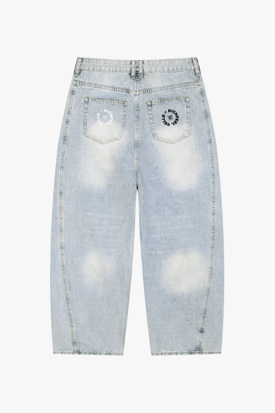 Barrel-Leg Jeans with a Vintage Wash and Sun-Faded Effect