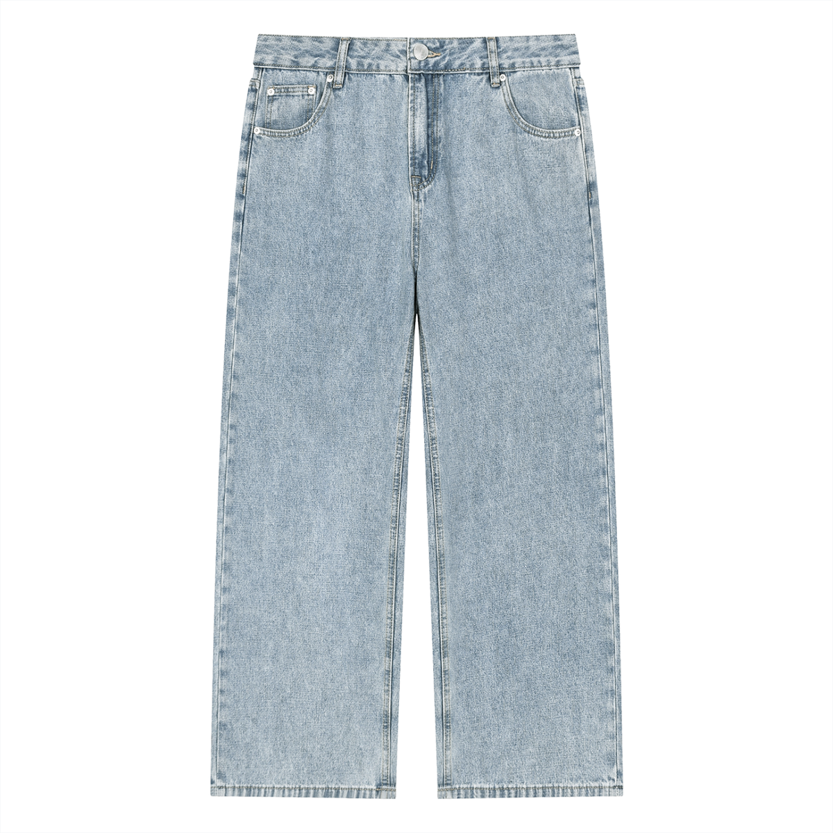 Calça de ganga Unissexo de Corte Reto com Lavagem Vintage