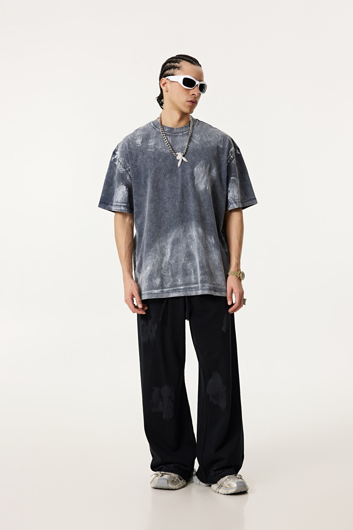 260GSM Unisex Painted Pigment-Wash T-shirt Royal Blue