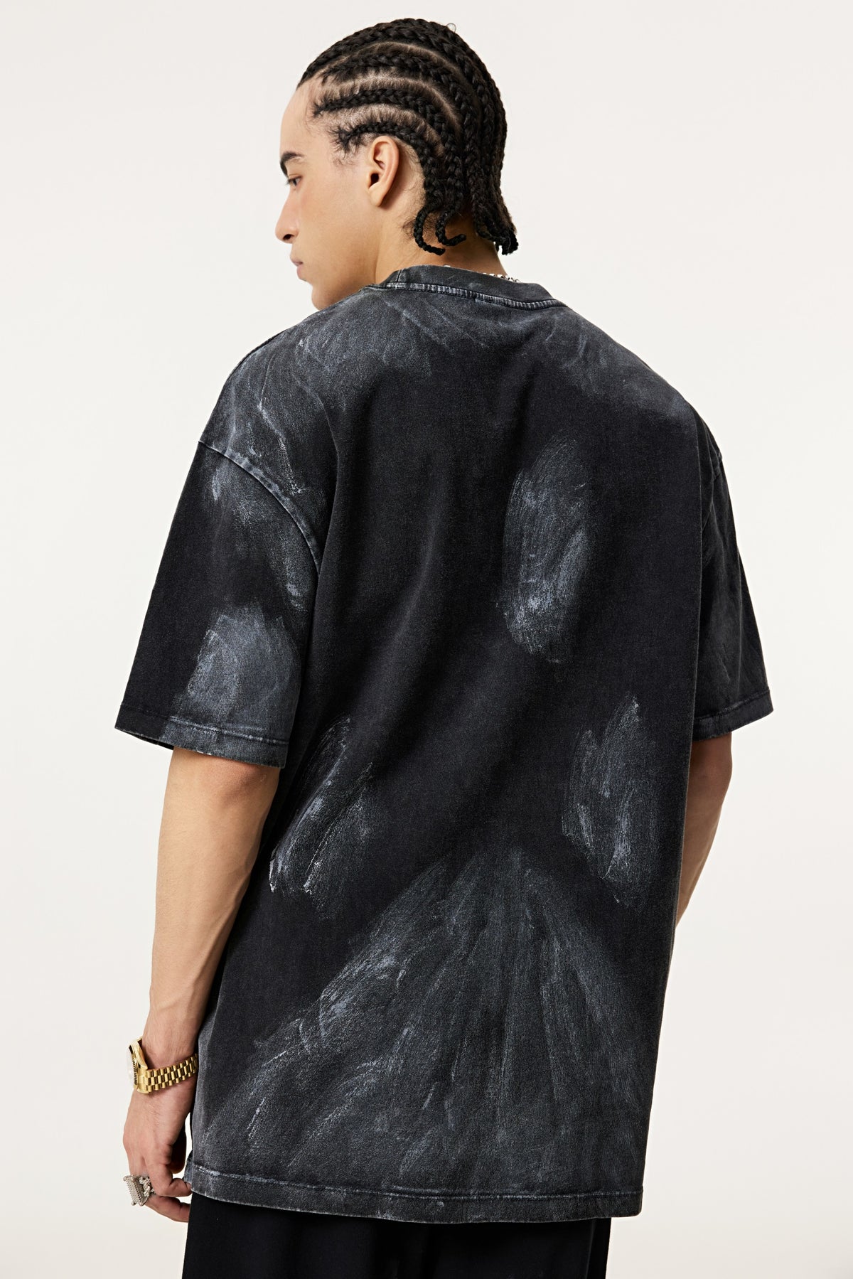 260GSM Unisex Painted Pigment-Wash T-shirt Snowflake Grey
