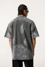 260GSM Unisex Painted Pigment-Wash T-shirt Dark Grey