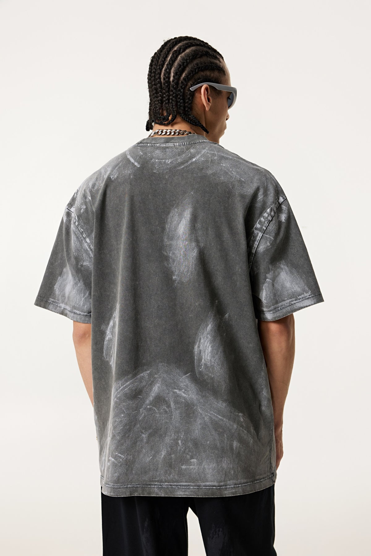 260GSM Unisex Painted Pigment-Wash T-shirt Dark Grey
