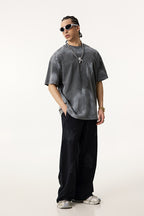 260GSM Unisex Painted Pigment-Wash T-shirt Dark Grey