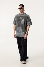 260GSM Unisex Painted Pigment-Wash T-shirt Dark Grey