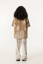 260GSM Unisex Painted Pigment-Wash T-shirt Coffee Brown