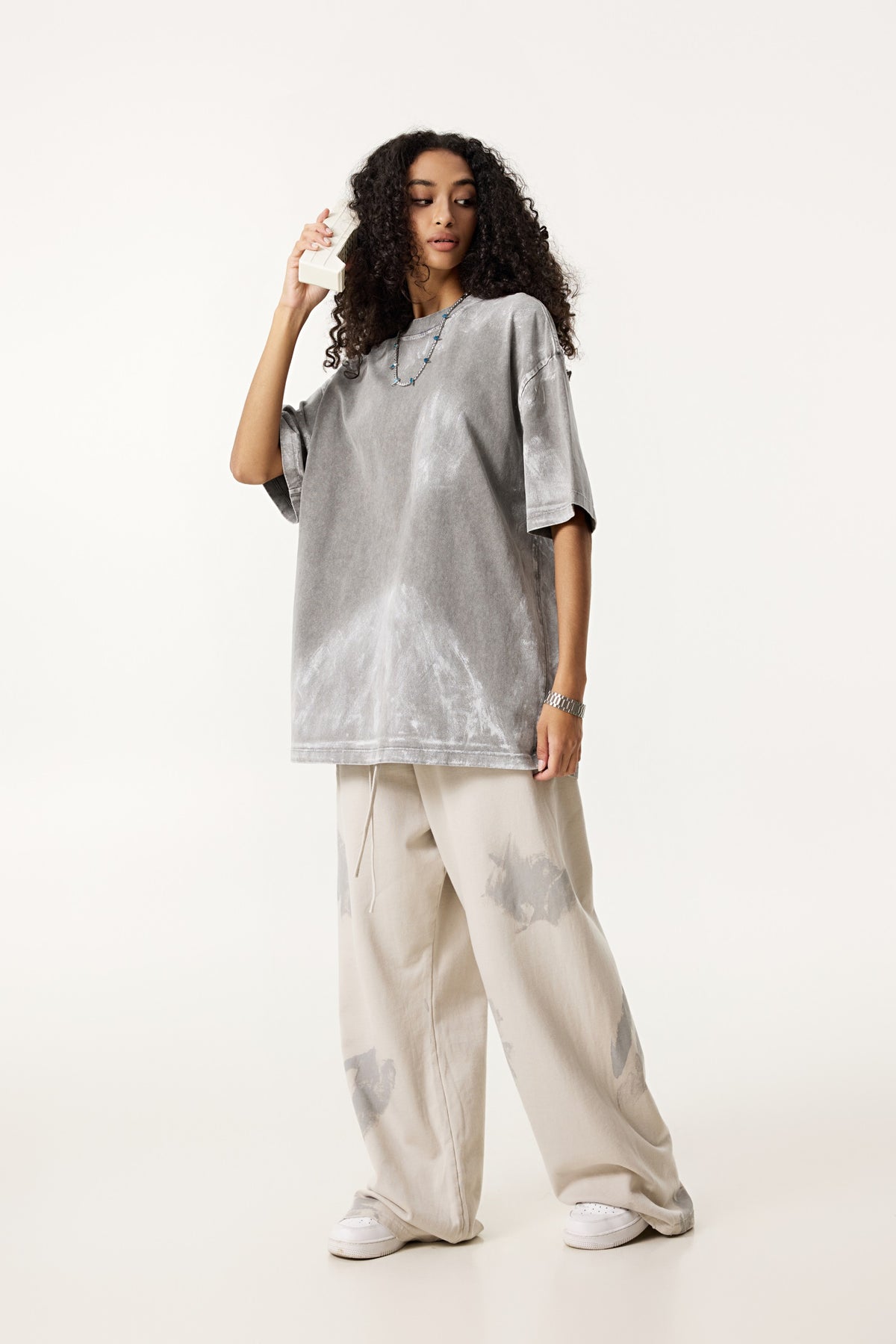260GSM Unisex Painted Pigment-Wash T-shirt Medium Grey