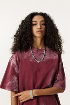 260GSM Unisex Painted Pigment-Wash T-shirt Vintage Red