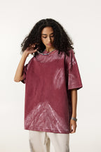 260GSM Unisex Painted Pigment-Wash T-shirt Vintage Red