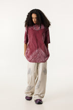 260GSM Unisex Painted Pigment-Wash T-shirt Vintage Red
