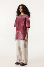 260GSM Unisex Painted Pigment-Wash T-shirt Vintage Red