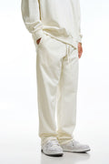 360GSM Men's Clean Solid Terry Straight-Fit Pants Cream White