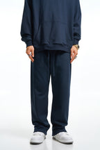 360GSM Men's Clean Solid Terry Straight-Fit Pants Paris Midnight Blue