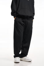 360GSM Men's Clean Solid Terry Straight-Fit Pants Black