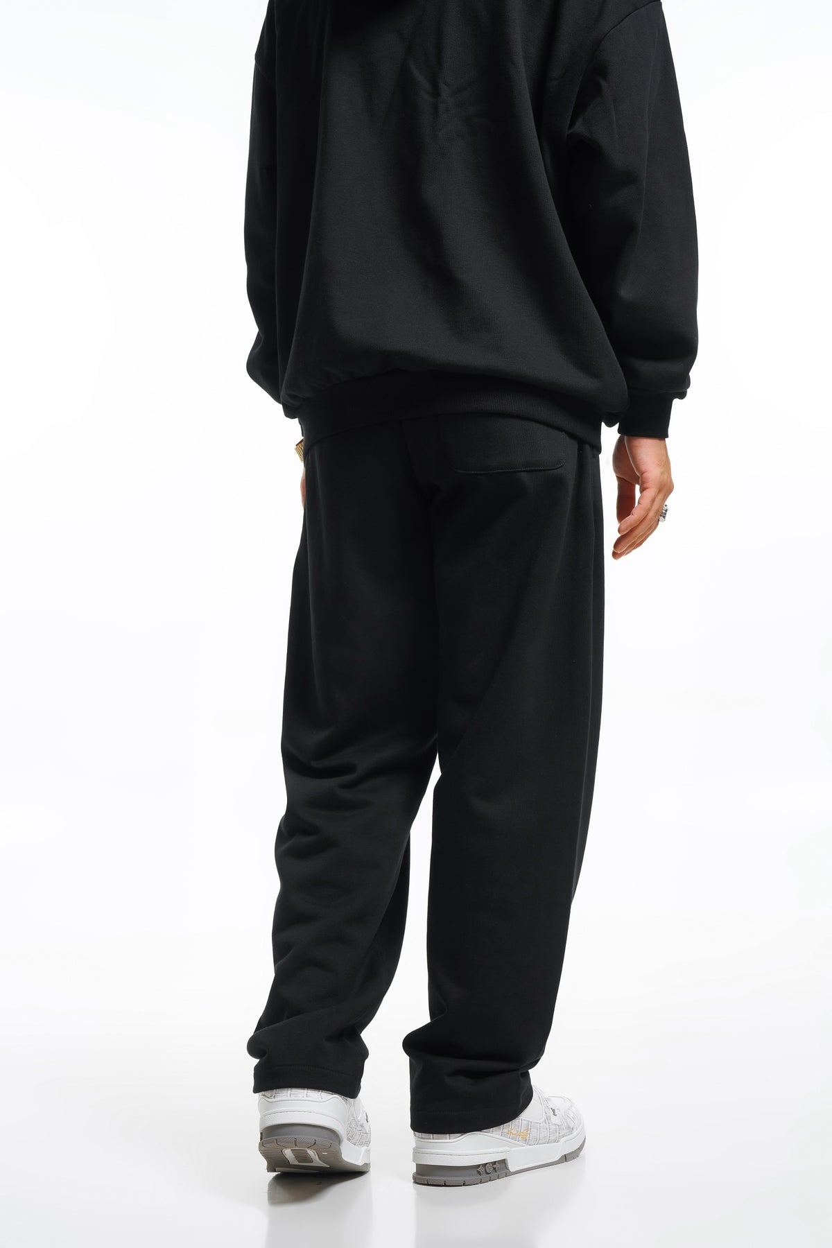 360GSM Men's Clean Solid Terry Straight-Fit Pants Black