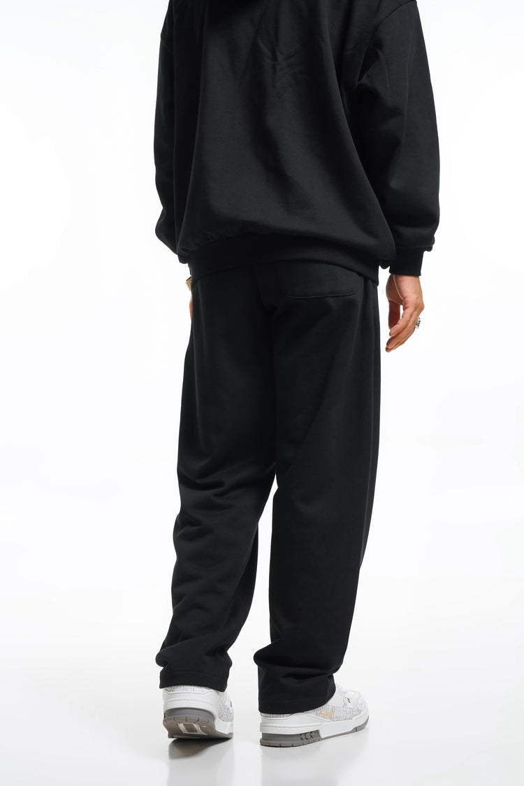 360GSM Men's Clean Solid Terry Straight-Fit Pants Black