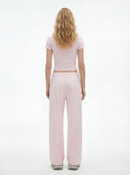 200GSM Women’s High-Stretch Slim Straight Pants Pink