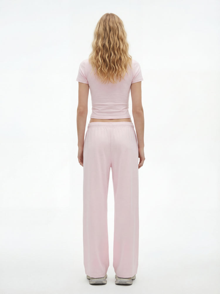 200GSM Women’s High-Stretch Slim Straight Pants Pink