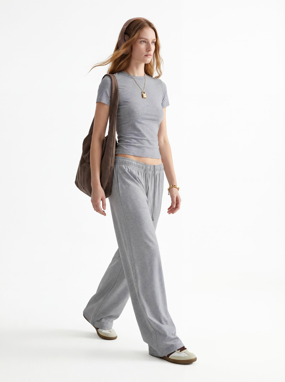 200GSM Women’s High-Stretch Slim Straight Pants Heather Gray