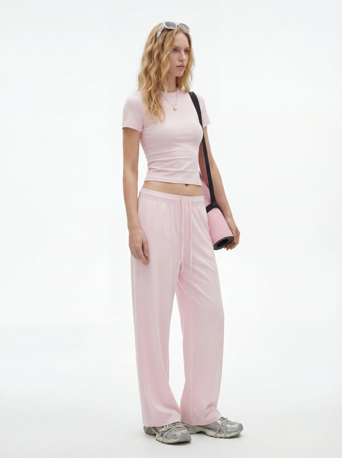 200GSM Women's High-Stretch Spandex Jersey Fitted T-Shirt Blush Pink