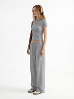 200GSM Women's High-Stretch Spandex Jersey Fitted T-Shirt Heather Grey