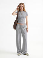 200GSM Women's High-Stretch Spandex Jersey Fitted T-Shirt Heather Grey