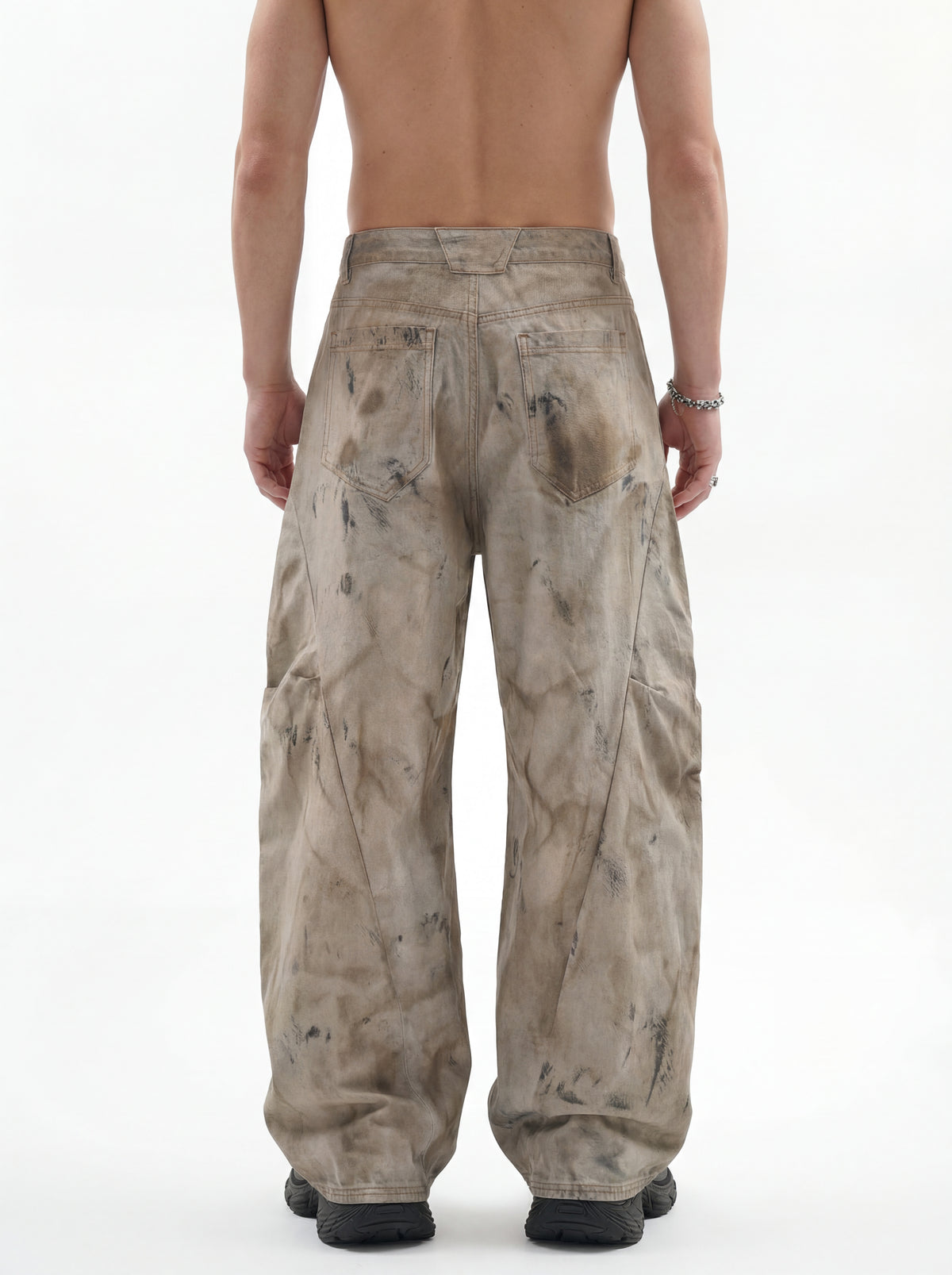 270GSM Men's Cotton Twill Denim Print Loose Fit Pants Mustard Yellow