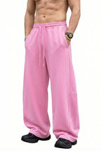 320GSM Men's Textured Denim Curved Panel Pants Pink