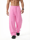 320GSM Men's Textured Denim Curved Panel Pants Pink