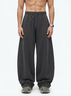 320GSM Men's Textured Denim Curved Panel Pants snow washed