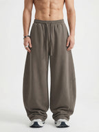 320GSM Men's Textured Denim Curved Panel Pants Coffee