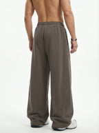 320GSM Men's Textured Denim Curved Panel Pants Coffee