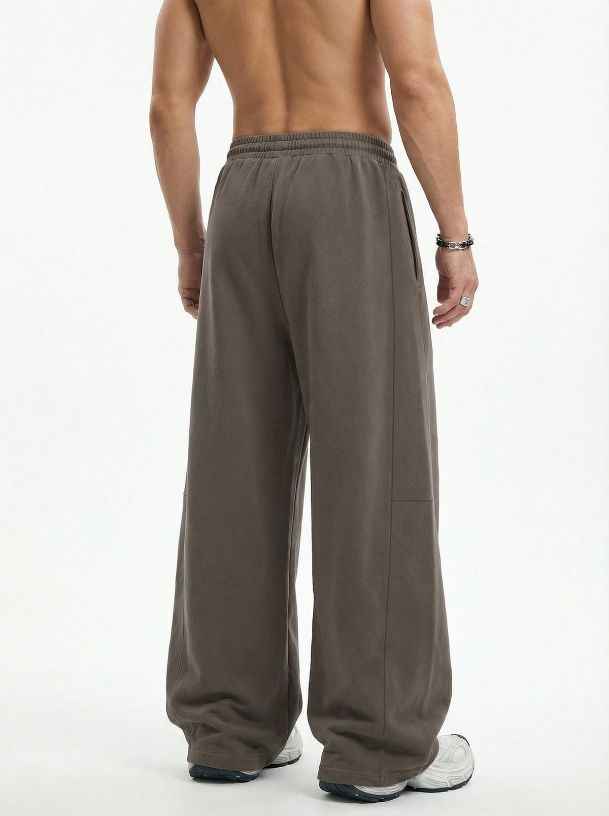 320GSM Men's Textured Denim Curved Panel Pants Coffee