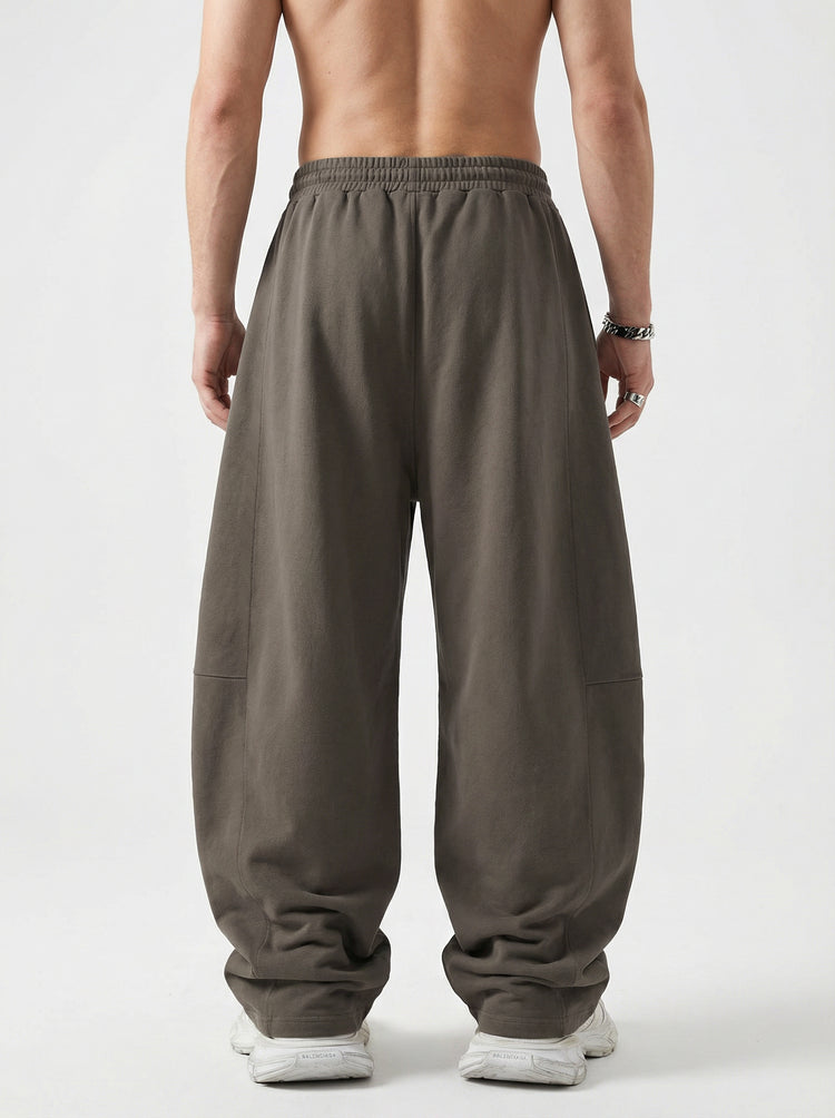 320GSM Men's Textured Denim Curved Panel Pants Coffee