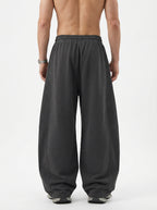 320GSM Men's Textured Denim Curved Panel Pants Dark Gray