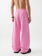 320GSM Men's Textured Denim Curved Panel Pants Pink