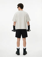 230GSM Men's Combed Cotton Plain Knit Boxy T-Shirt Gray Beige