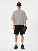 230GSM Men's Combed Cotton Plain Knit Boxy T-Shirt Light Gray