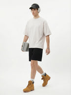 230GSM Men's Combed Cotton Plain Knit Boxy T-Shirt Heather Gray