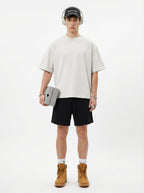 230GSM Men's Combed Cotton Plain Knit Boxy T-Shirt Heather Gray