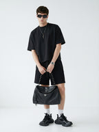 230GSM Men's Combed Cotton Plain Knit Boxy T-Shirt Black