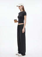 200GSM Women’s High-Stretch Slim Straight Pants Charcoal Gray