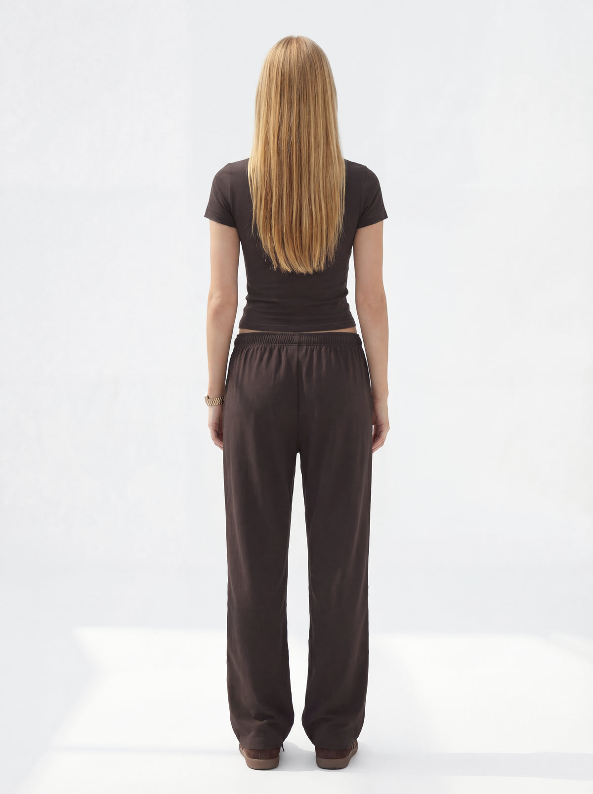 200GSM Women’s High-Stretch Slim Straight Pants Coffee