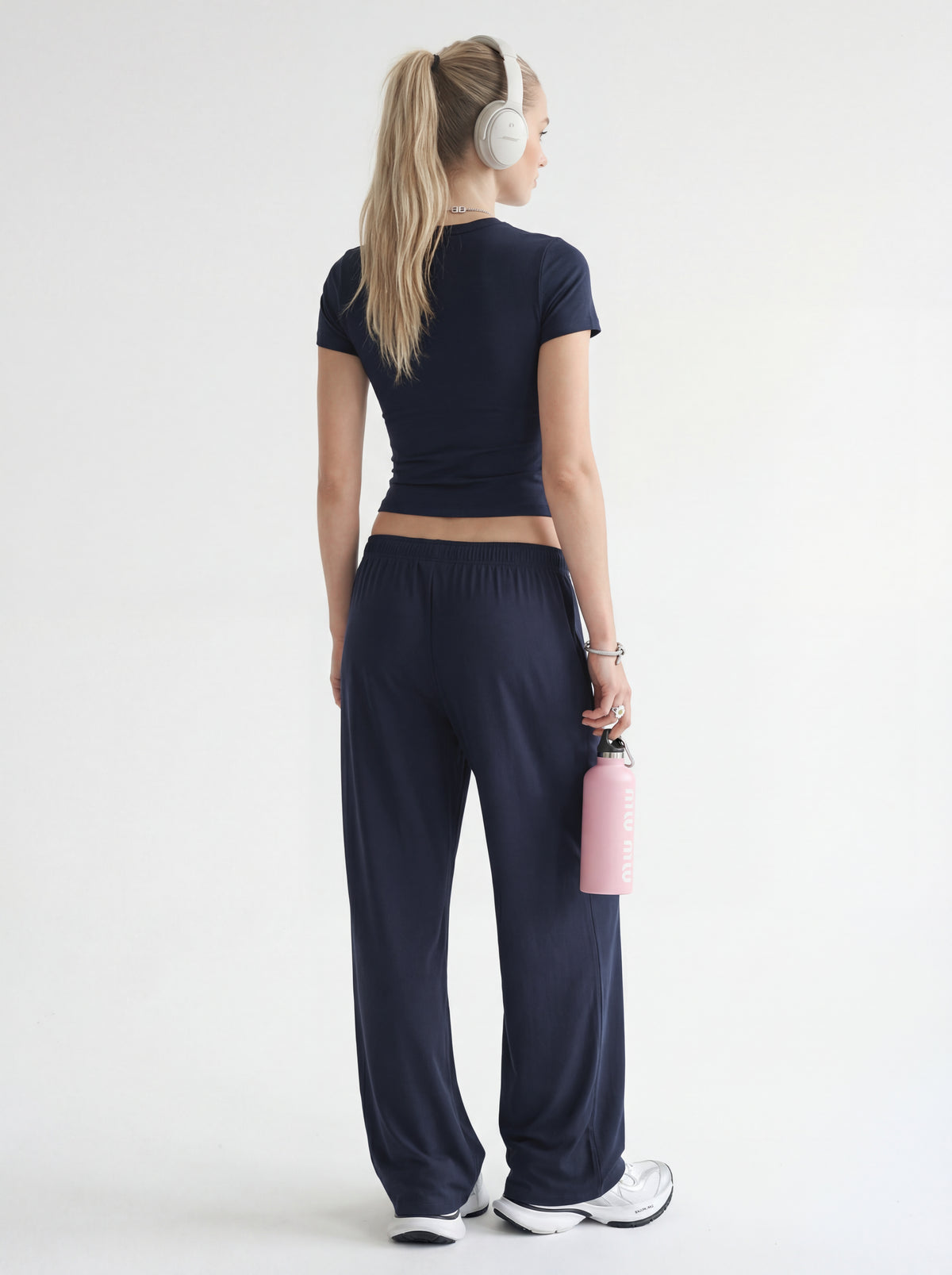 200GSM Women’s High-Stretch Slim Straight Pants Miu Blue