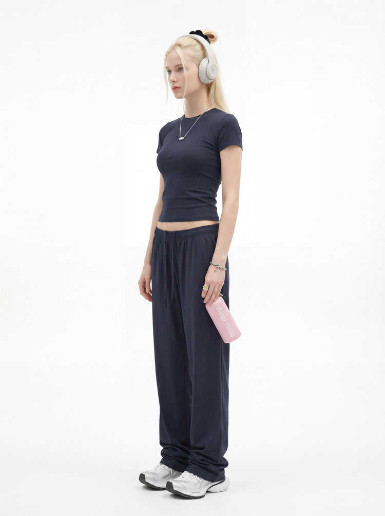 200GSM Women’s High-Stretch Slim Straight Pants Miu Blue