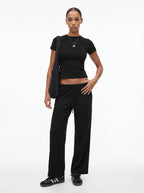 200GSM Women’s High-Stretch Slim Straight Pants Black